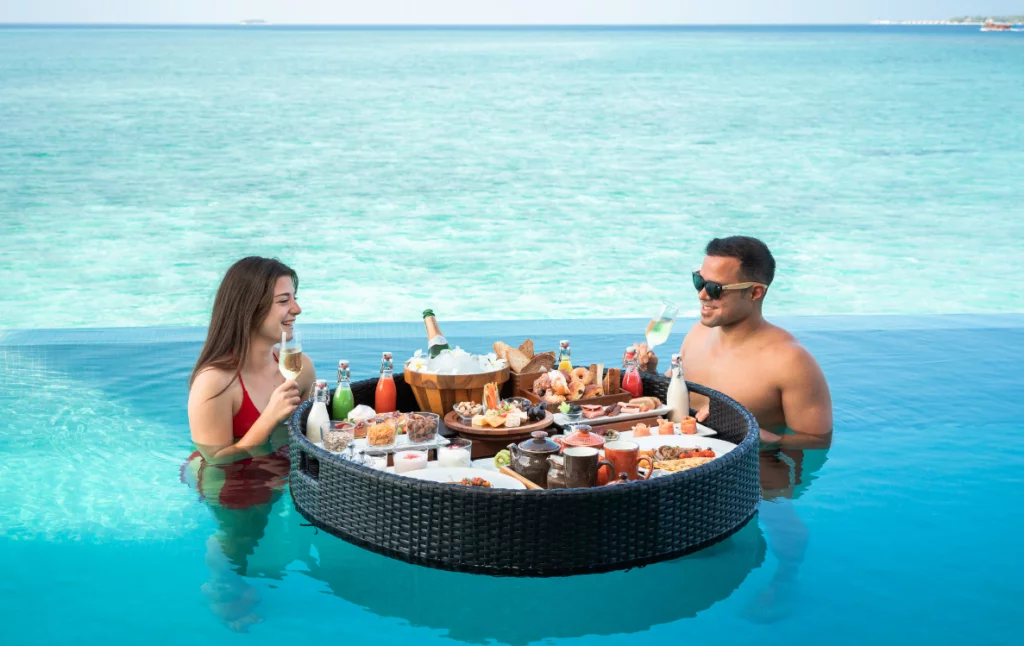 Floating Breakfast in Maldives