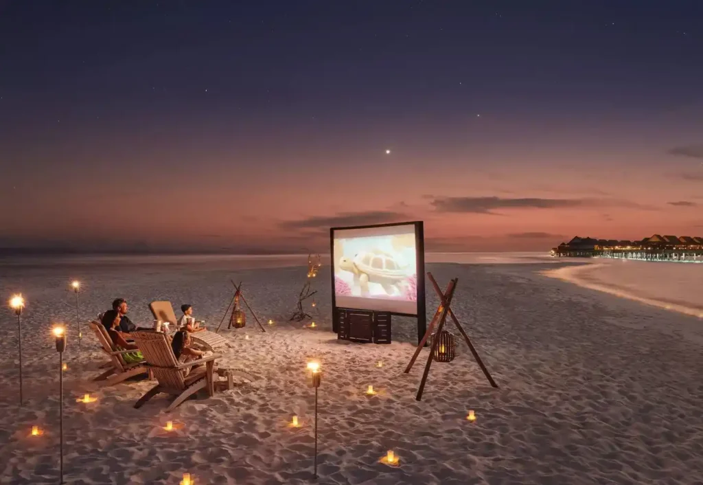 Watching movies under the sky