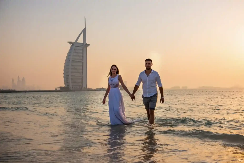 Couple photoshoot in burj al arab and jumeriah Beach