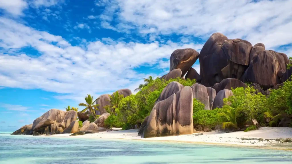 A-tropical beach Anse Source d'Argent at Seychelles La Digue