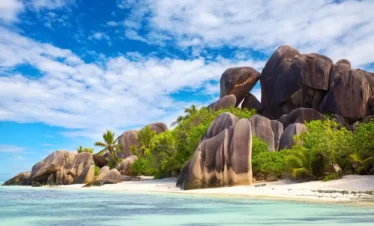A-tropical beach Anse Source d'Argent at Seychelles La Digue