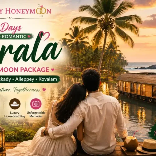 6 Days Romantic Kerala Honeymoon Package – Munnar, Thekkady, Alleppey & Kovalam with Houseboat Stay